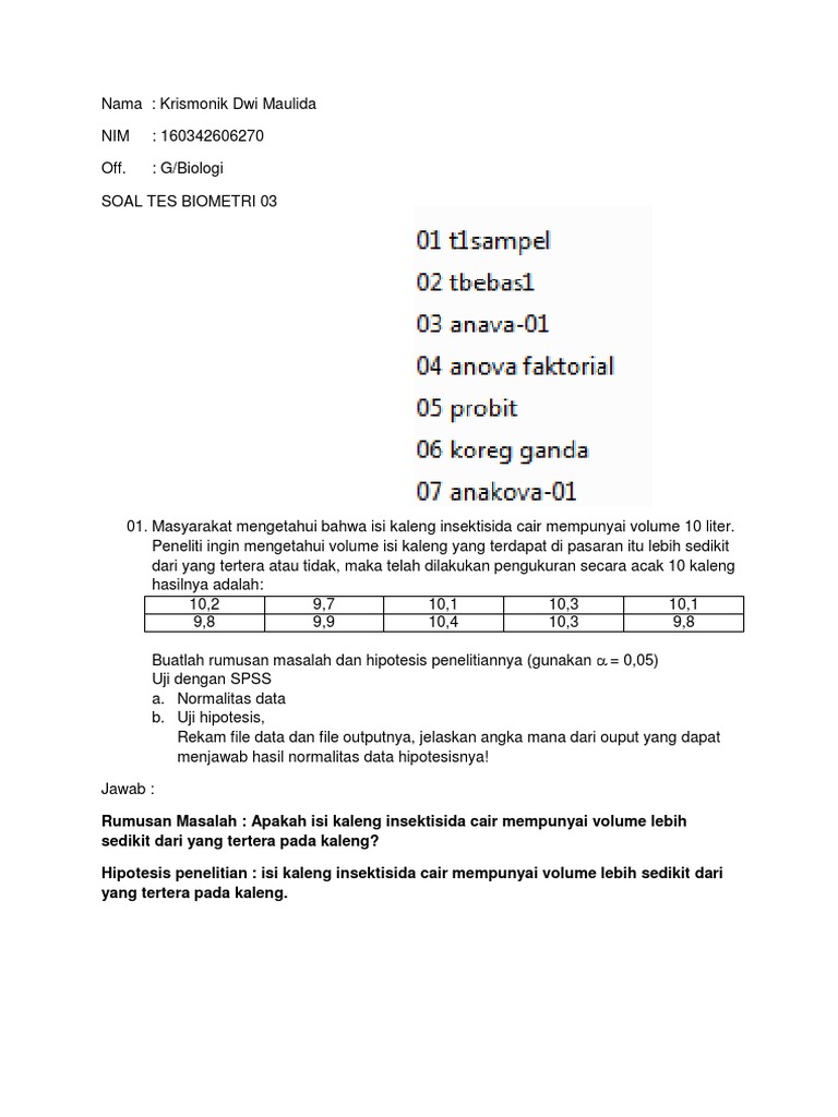 Contoh Soal Dan Jawaban Uji Normalitas Dan Homogenitas