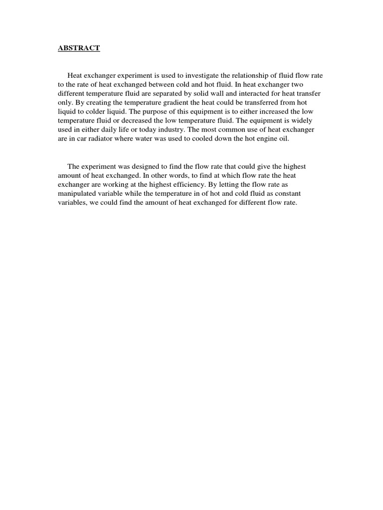 Heat Exchanger Lab Report PDF Heat Transfer Heat Exchanger