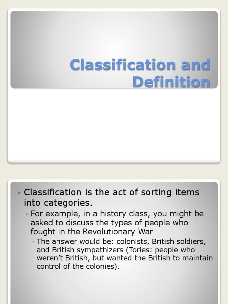 Classification and Definition Powerpoint | PDF | Definition | Paragraph