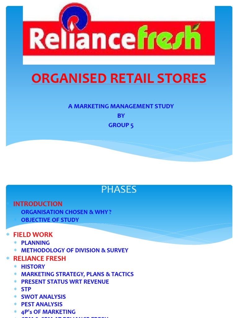Reliance Project Marketing PDF Retail Market Segmentation