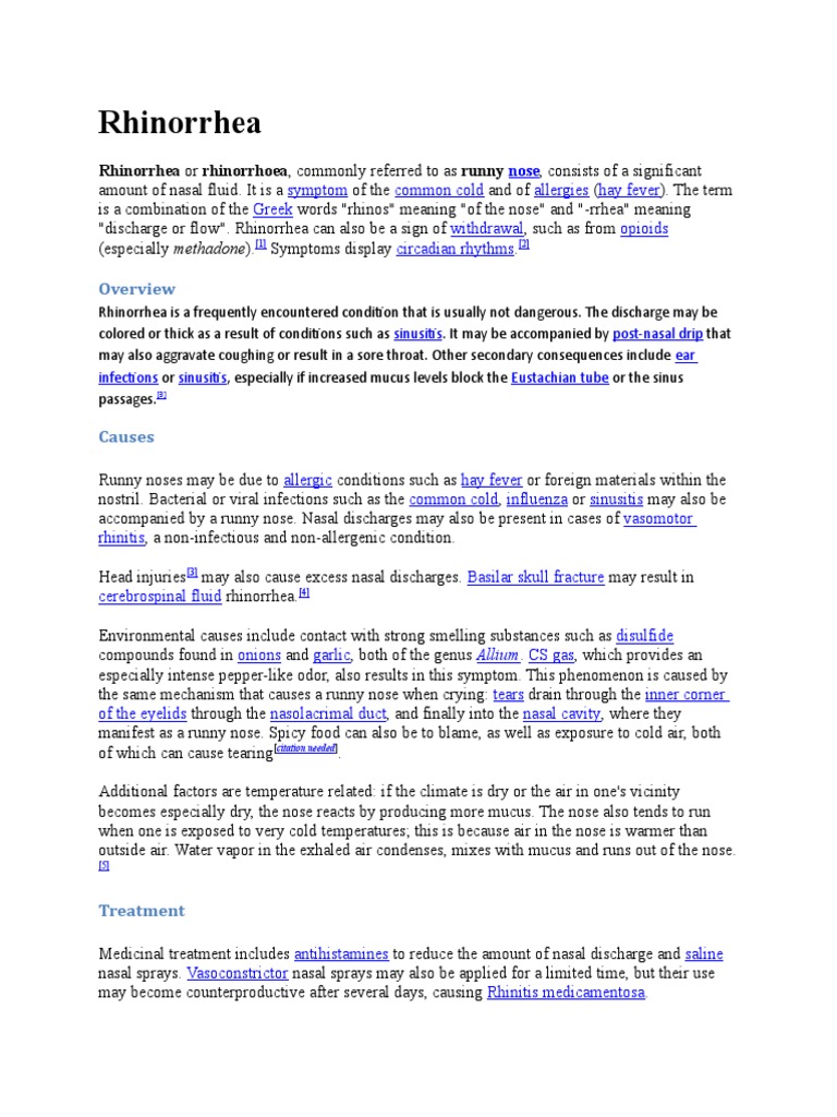 Rhinorrhea: Rhinorrhea or Rhinorrhoea, Commonly Referred To As Runny ...