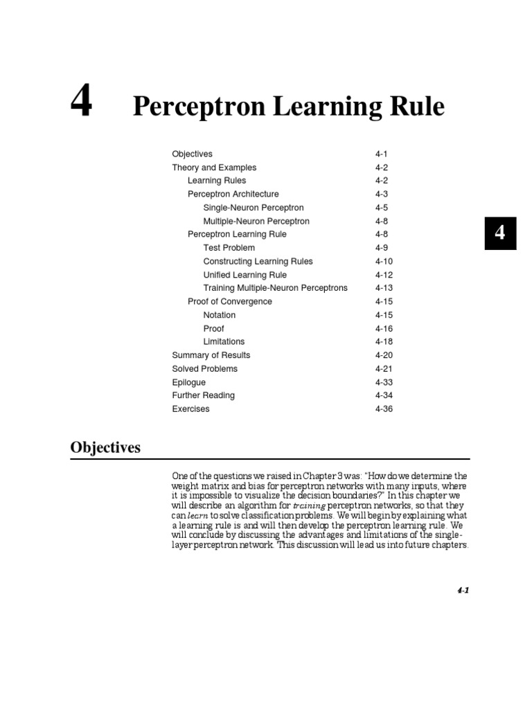 Perceptron Learning Rule: Objectives | PDF | Machine Learning ...