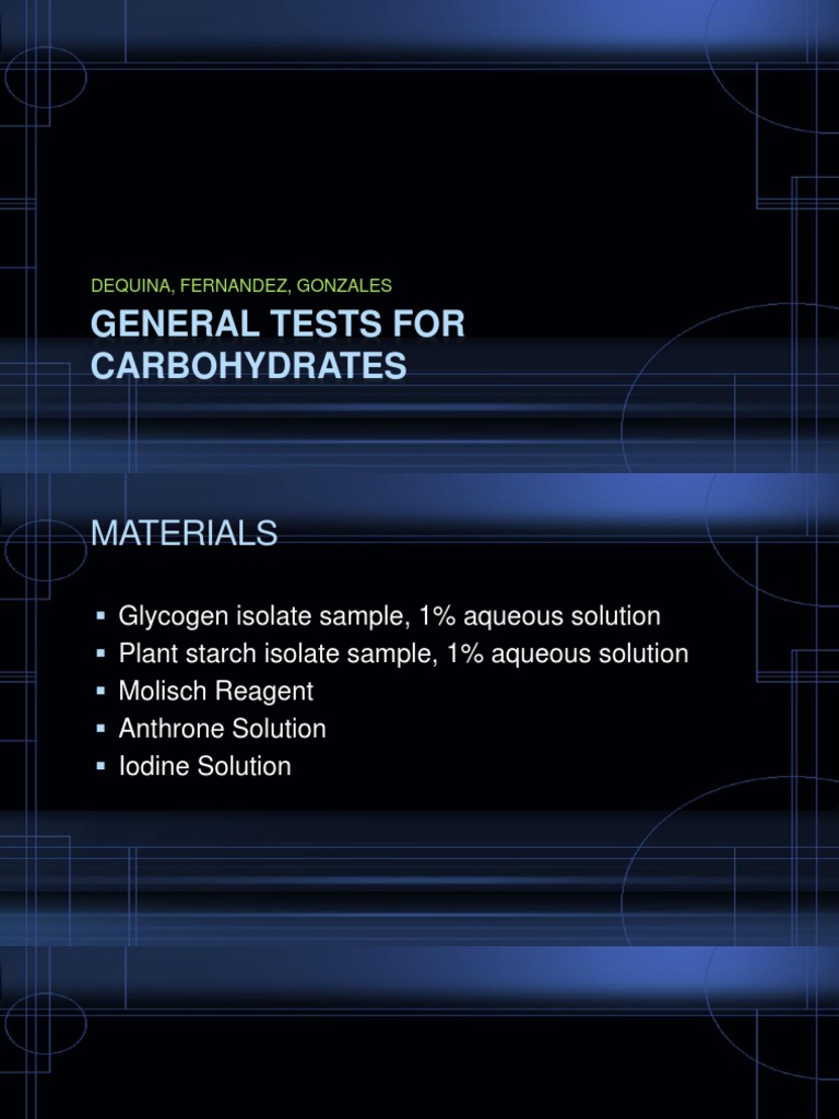 Carbohydrate Testing Methods Explained | PDF | Starch | Carbohydrates