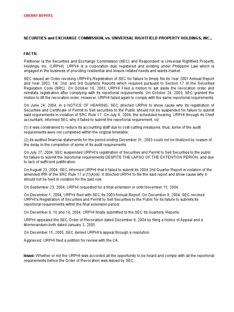 Securities And Exchange Commission Permit