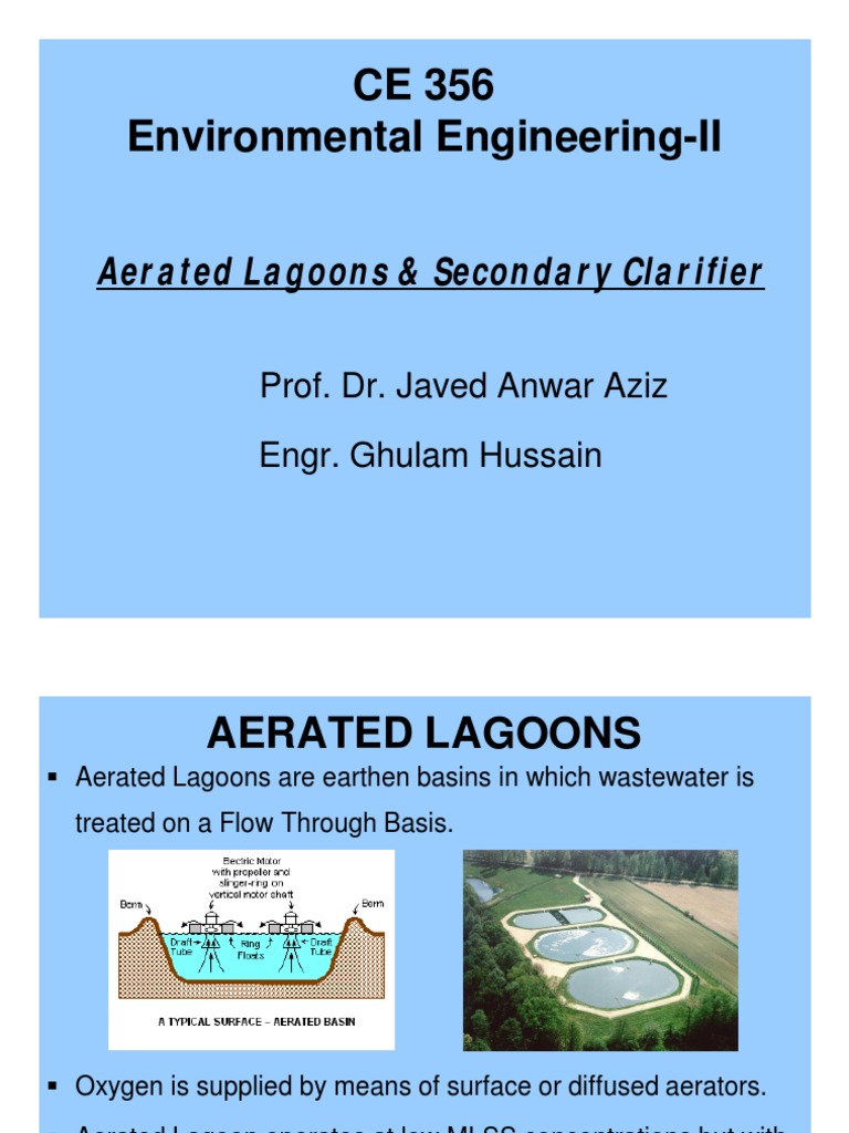 Lec 4 Aerated Lagoons & Secondary Clarifier Mode