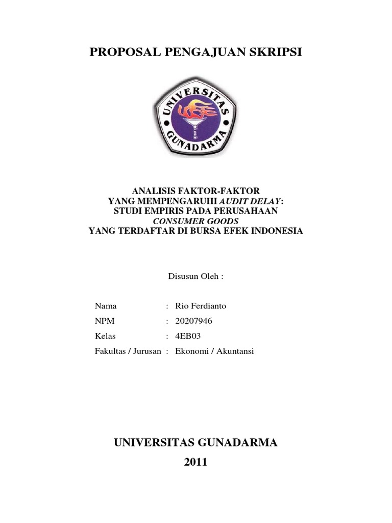 Contoh Proposal Pengajuan Skripsi