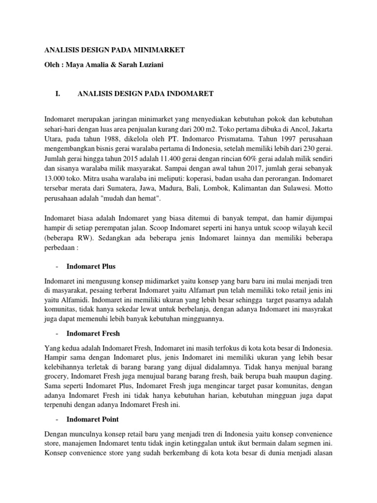 Analisis Design Pada Minimarket
