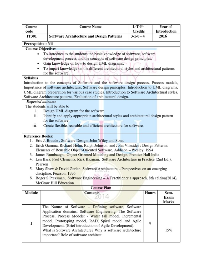 Software Architecture Course Syllabus | PDF | Unified Modeling Language ...