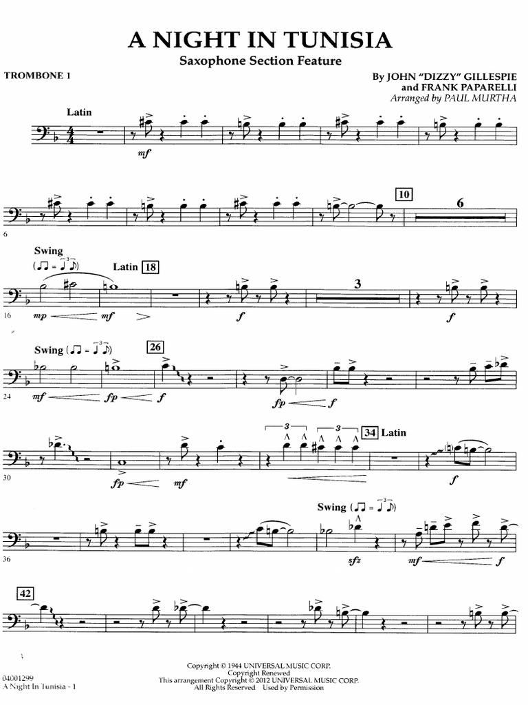 Night Tunisia: Saxophone Section Feature | PDF | Musical Compositions ...