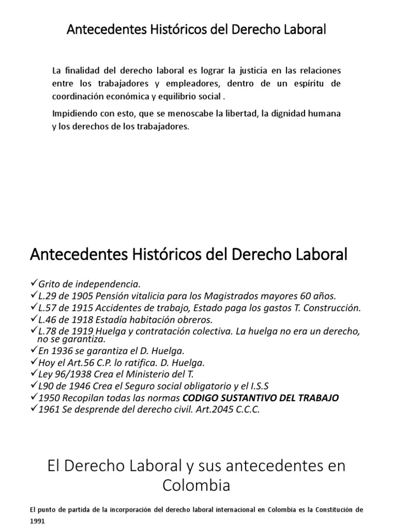 Antecedentes Históricos del Derecho Laboral Organización