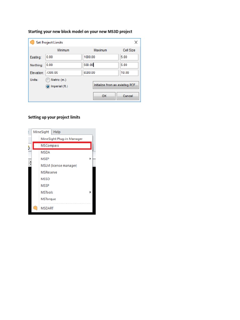 Setting Up Block Model in MS3D Project | PDF