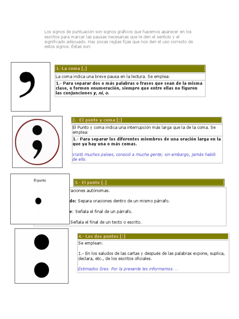 Los Signos de Puntuación Son Signos Gráficos Que Hacemos