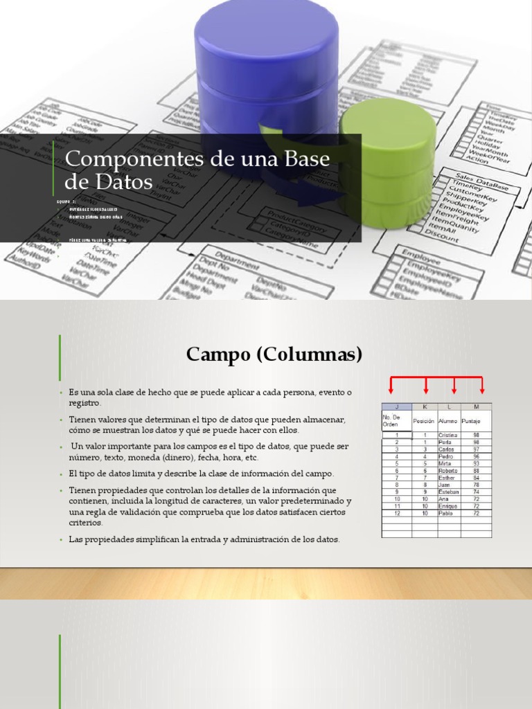 Componentes de Una Base de Datos | Descargar gratis PDF | Tabla (base ...