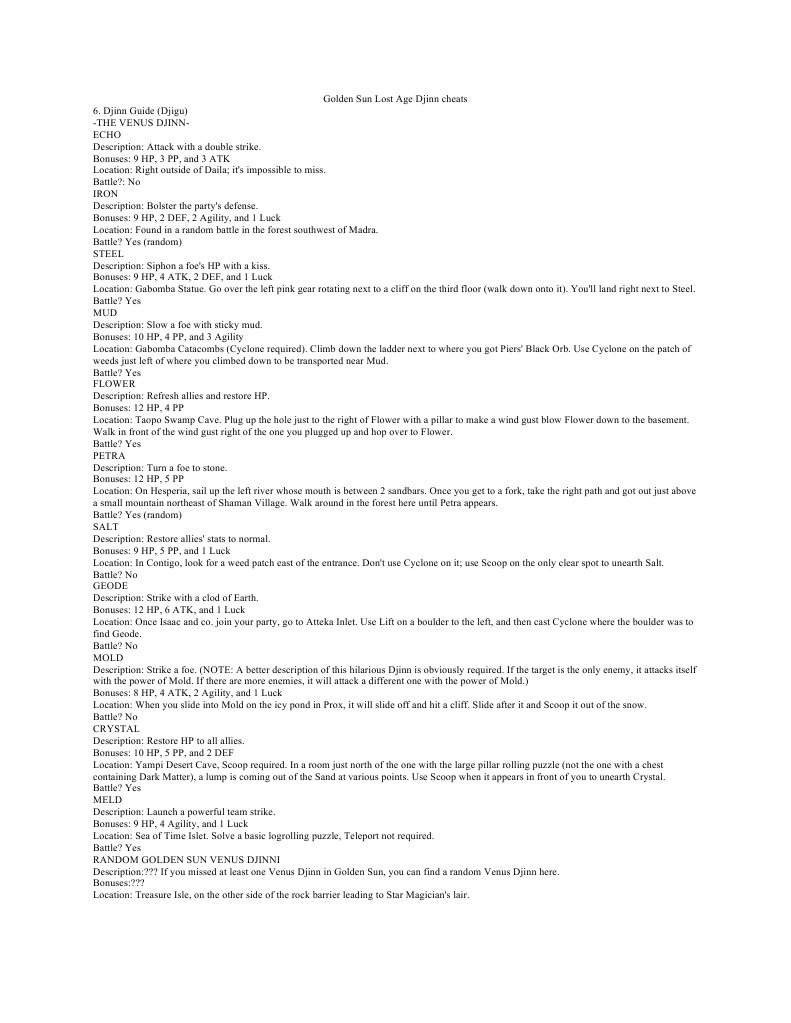 Golden Sun Lost Age Cheats _ Action Replay Codes for Golden Sun: The ...