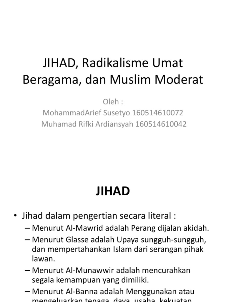 Jihad Radikalisme Umat Beragama Dan Muslim 1 Pptx