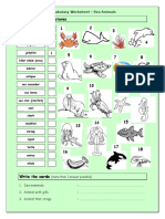 Vocabulary Matching Worksheet Sea Animals Fun Activities Games - 3773