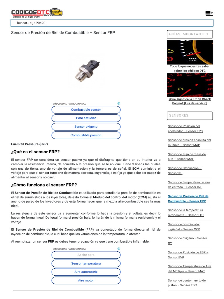 SENSOR FRP - Qué Es, Ubicación, Funcionamiento y Fallas | PDF | Sensor ...