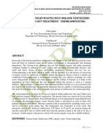 Recycling of Solid Wastes Into Organic Fertilizers Using Low Cost Treatment: Vermicomposting