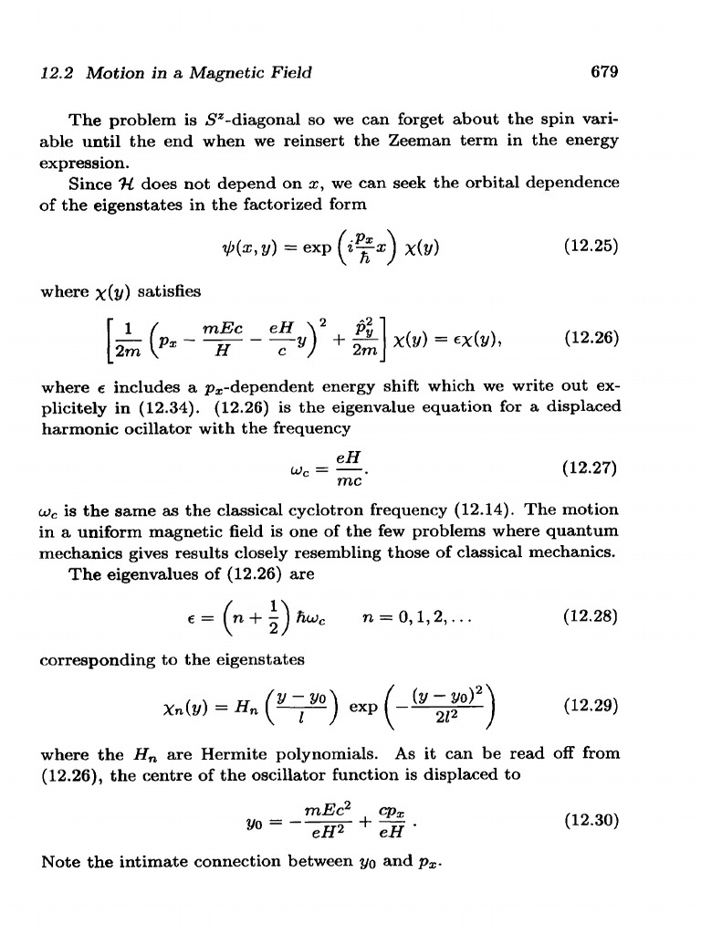 Motion in Magnetic Fields: Quantum Mechanics | PDF