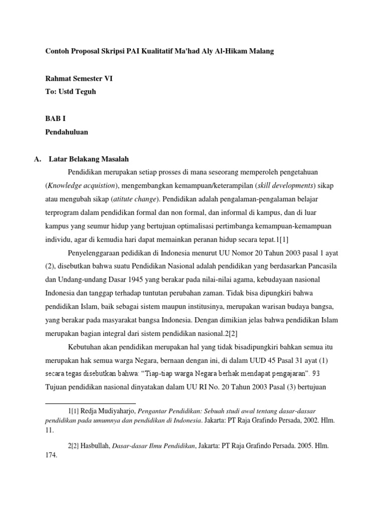 127944782 Contoh Proposal Skripsi Pai Kualitatif Ma Docx
