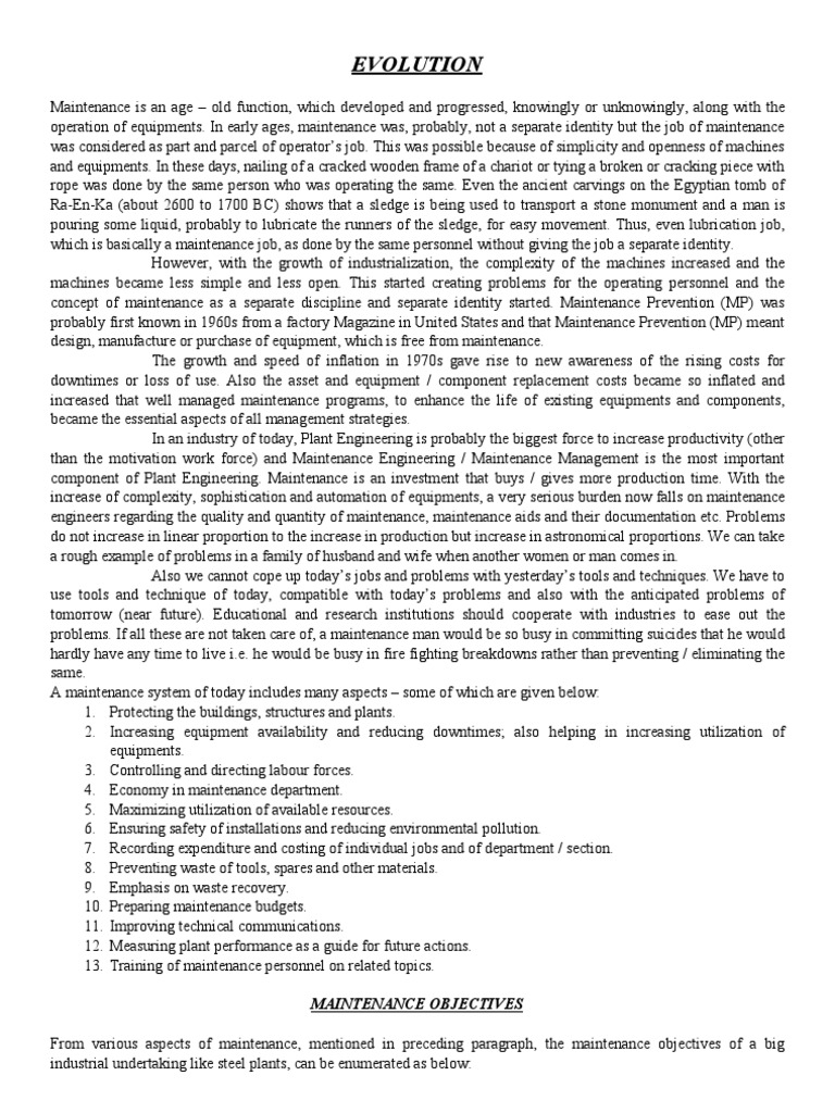Evolution of Maintenance Practices | PDF | Human Resources ...