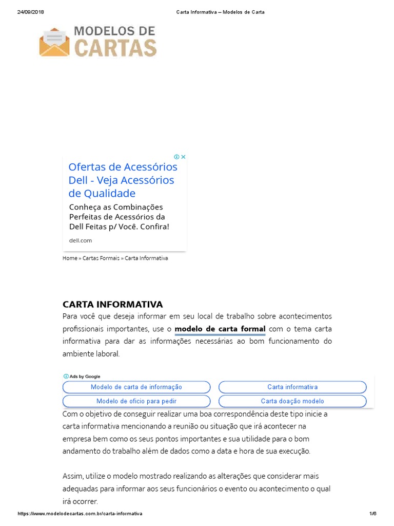 Carta Informativa - Modelos de Carta | PDF | Dividendo | Contabilidade