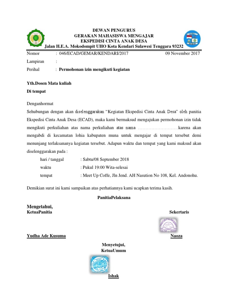 Contoh Surat Izin Kampus Contoh Contoh Surat Terbaru