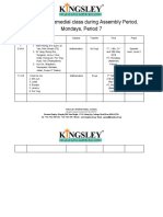 KIS Year 7 Remedial Class During Assembly Period, Mondays, Period 7 PDF