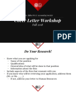 Fall 2018 - Cover Letter Workshop