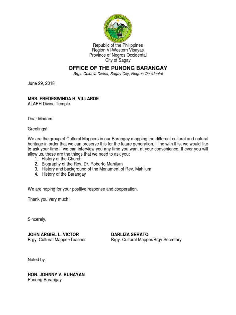 Request for Church History Interview | PDF