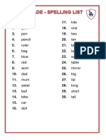 Spelling List - Elementary School