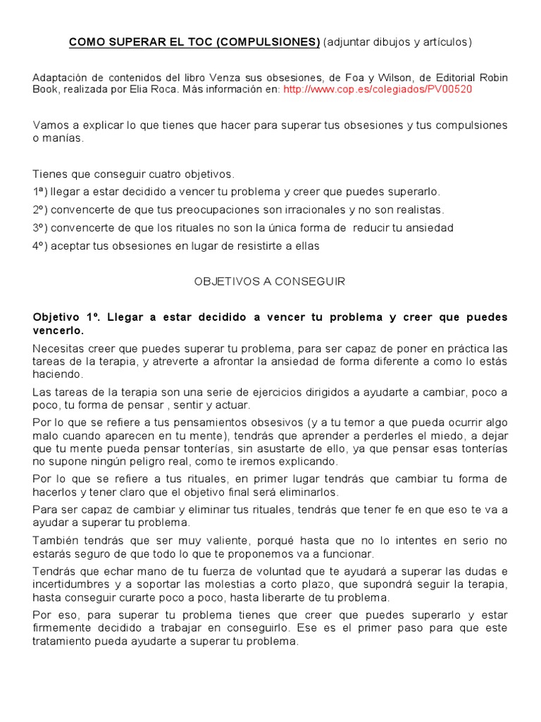 Como Superar El TOC PDF | PDF | Relaciones personales, crianza y ...