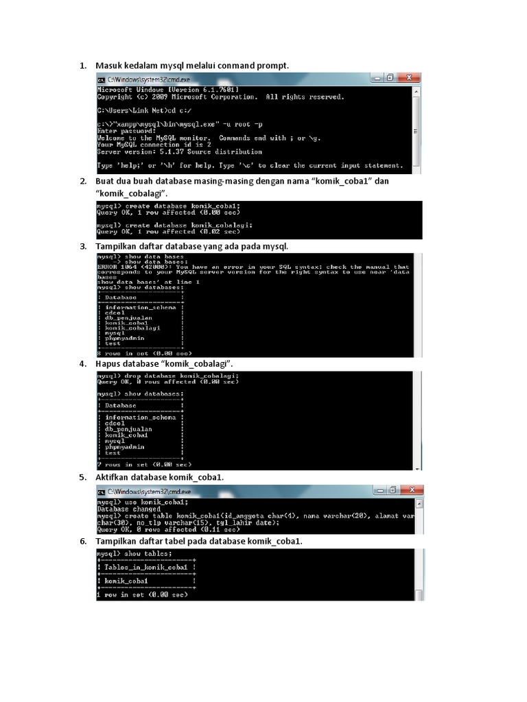 Praktikum DDL MySQL: Pengelolaan Database | PDF | Metode & Bahan Ajar ...