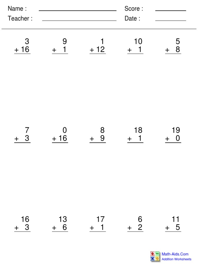 Kids' Addition Practice Sheets | PDF