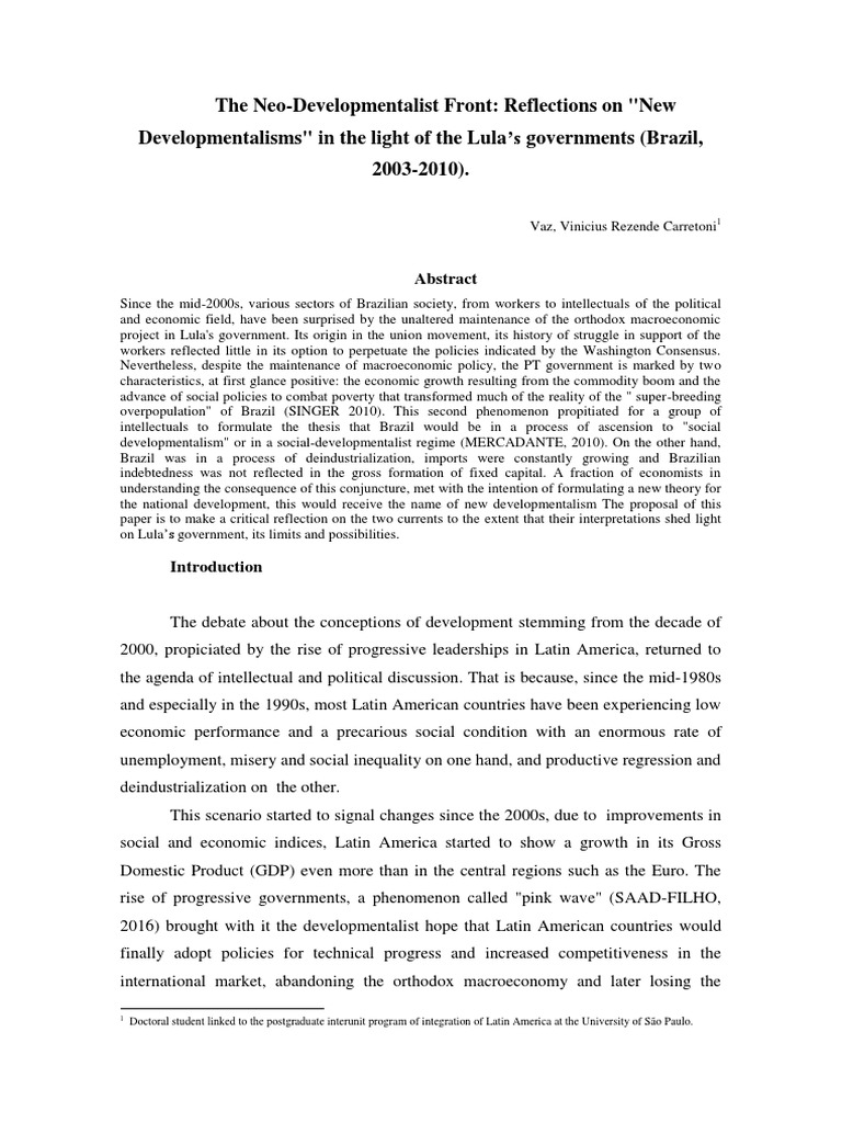 The Neo Developmental Paper | PDF | Exchange Rate | Macroeconomics