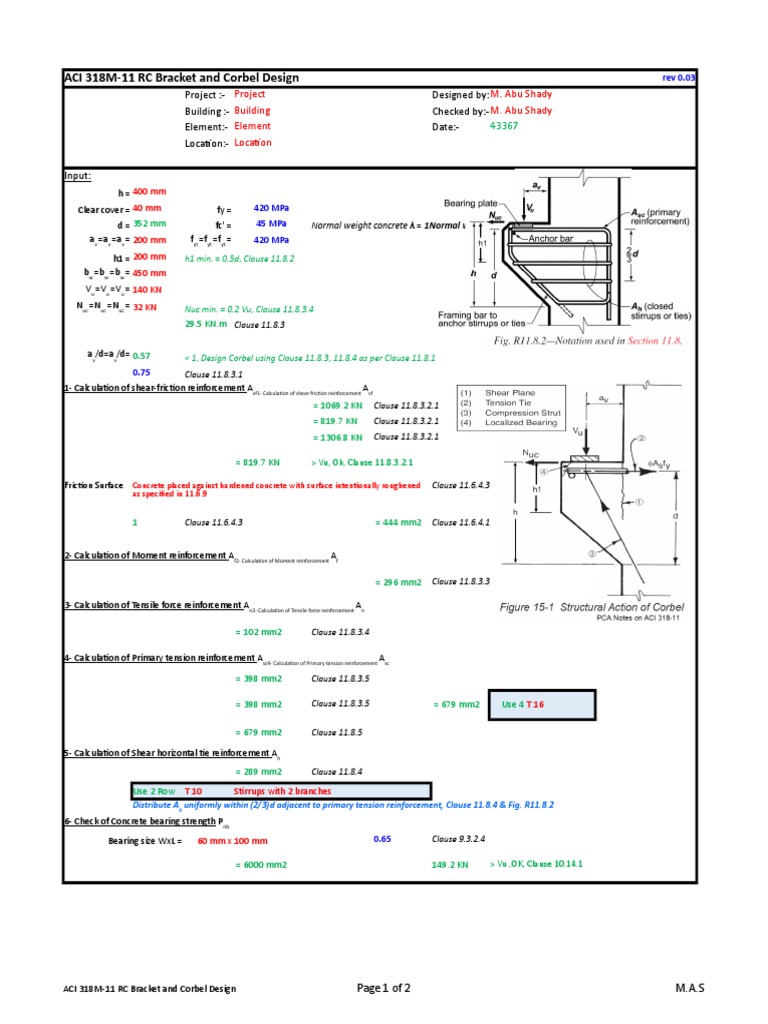ACI 318M-11 RC Bracket and Corbel Design - v0.03 - 2017!04!10 | PDF ...