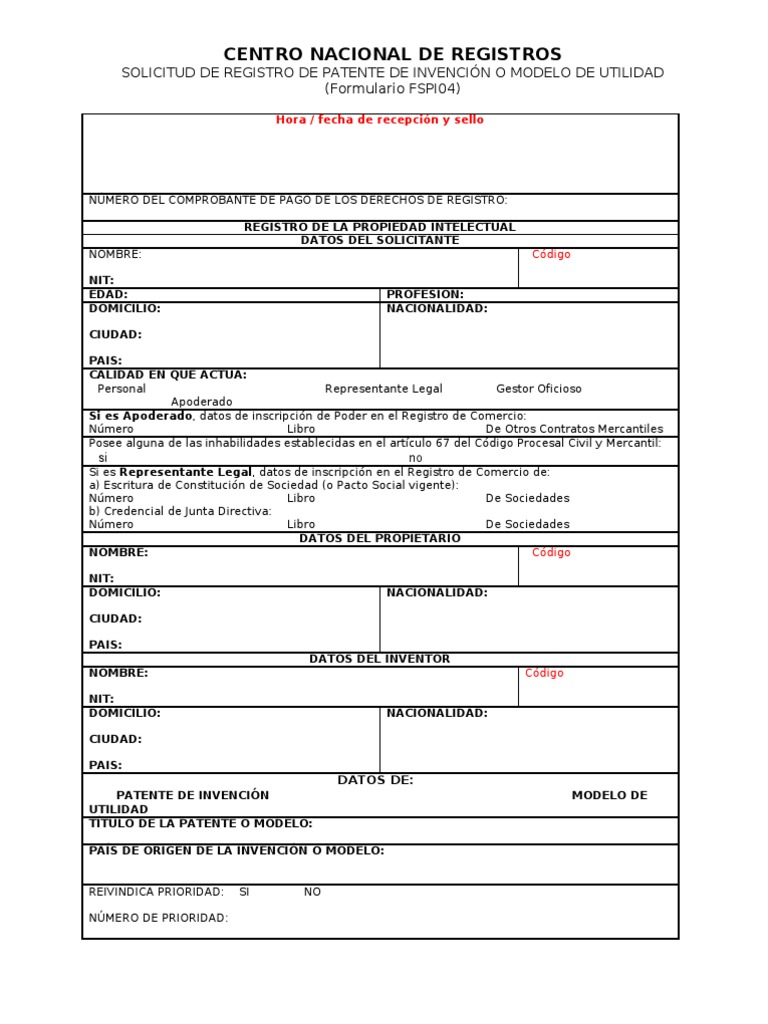Solicitud De Patente Y Modelo De Utilidad Patentar Justicia