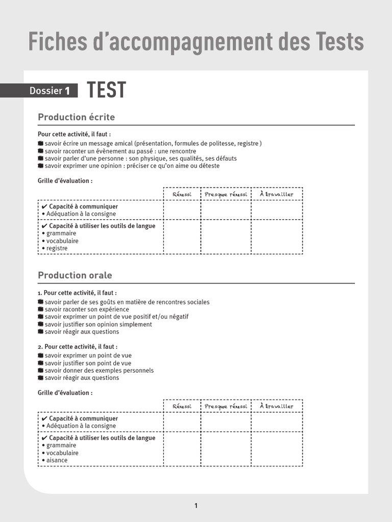 Test De Niveau Francais A2 Pdf Avec Correction