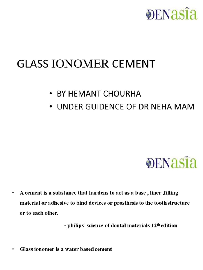 Glass Ionomer Cement Overview | PDF | Chemistry | Materials