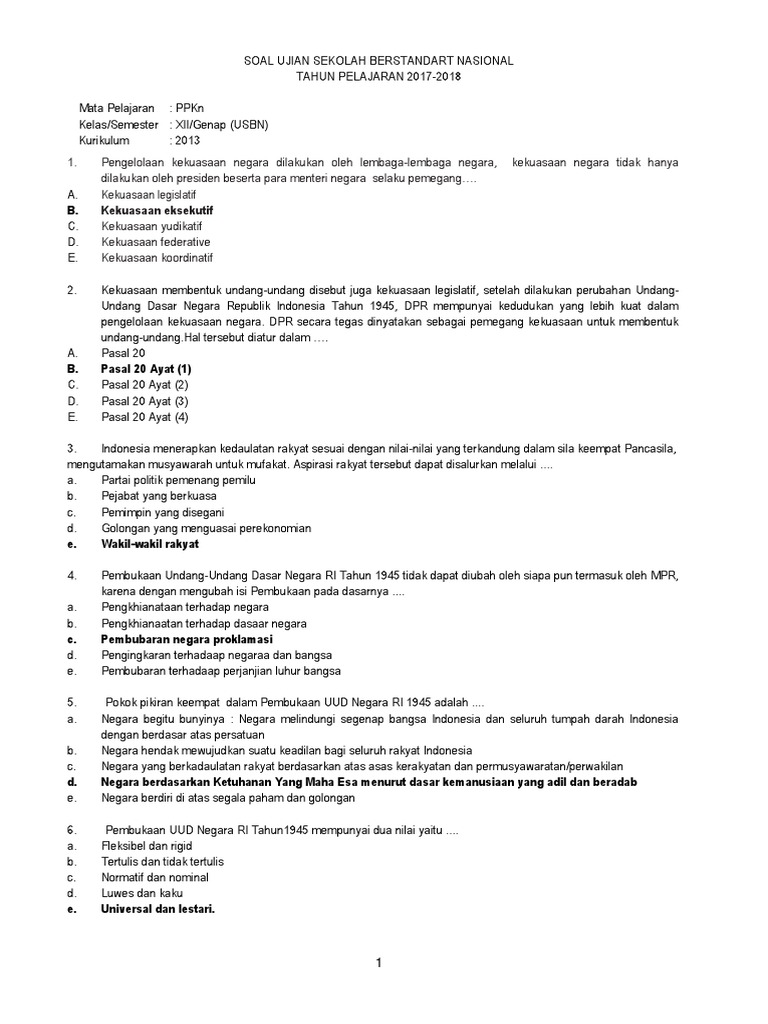 1236 Kartu Soal Paket 1 Kunci Pdf