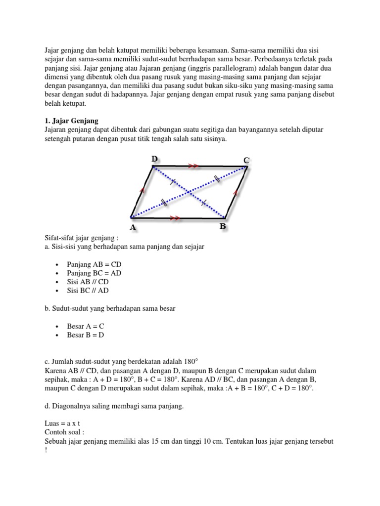 Jajar Genjang Dan Belah Katupat Memiliki Beberapa Kesamaan
