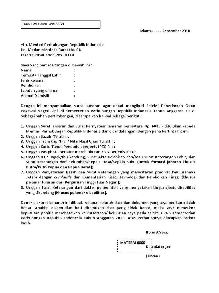 Format Surat Lamaran Dan Pernyataan Pdf