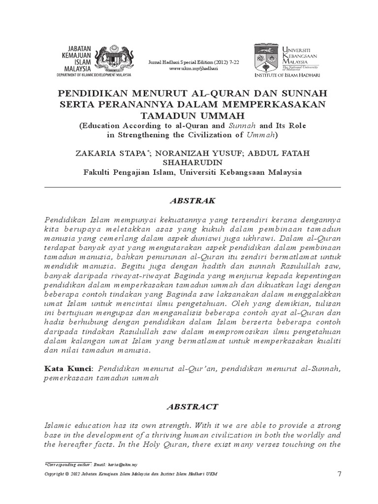 Jurnal Pendidikan Islam PDF | PDF