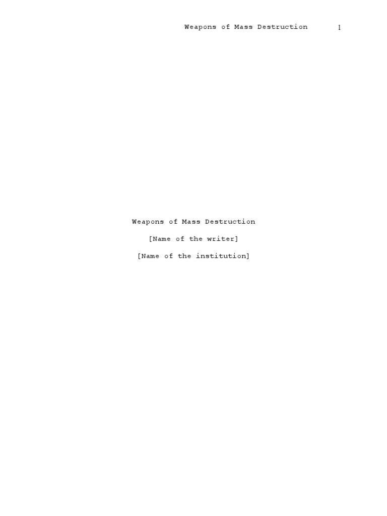 Understanding Weapons of Mass Destruction | PDF | Chemical Warfare ...