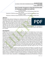 Experimental Study of Heat Transfer Parameters using internal threaded pipe fitted with inserts of different materials 