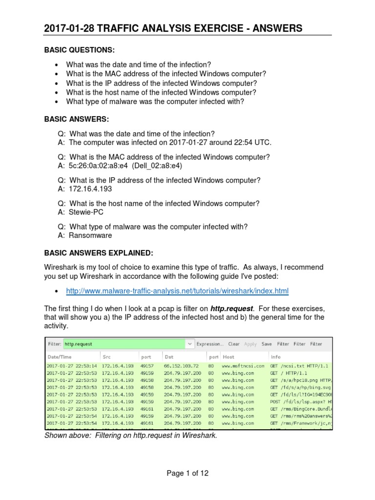 Malware Traffic Analysis Exercise Results | PDF | Hypertext Transfer ...