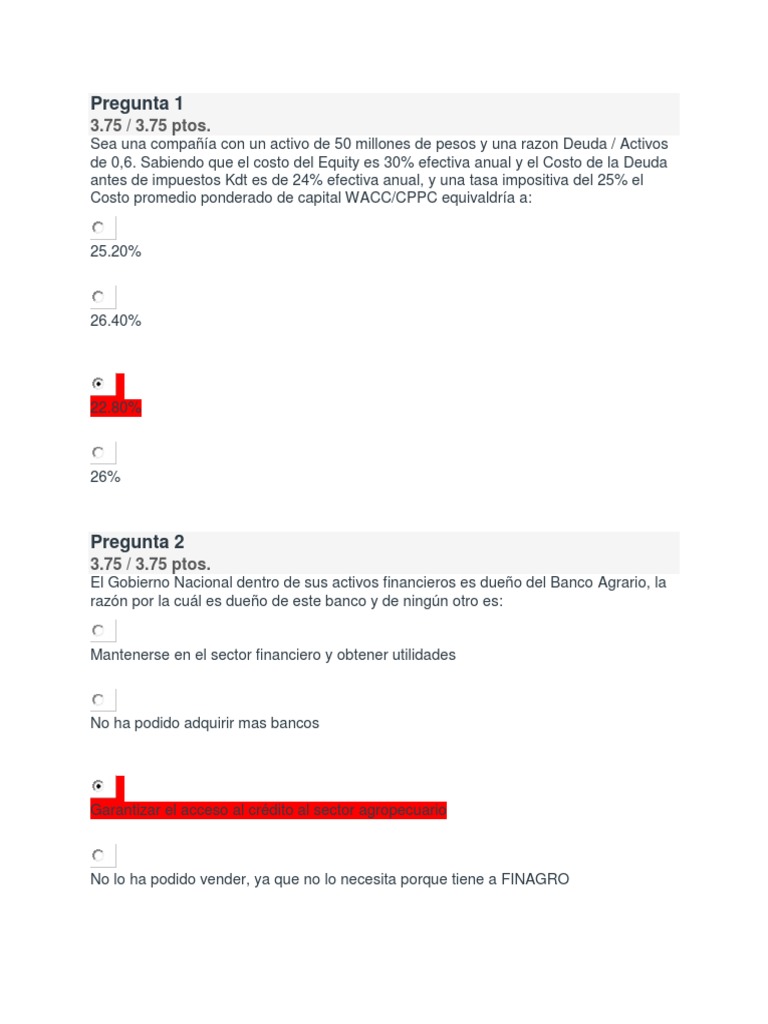 Examen Parcial Semana 4 Gerencia Financiera 1-2 | PDF | Capital de ...