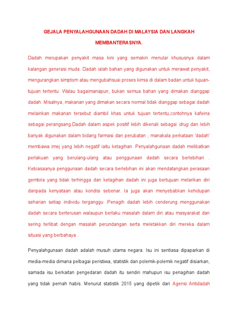 Latest Gejala Penyalahgunaan Dadah Di Malaysia Dan Langkah Membanterasnya Pdf