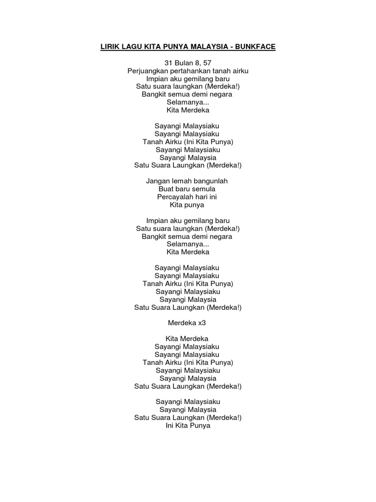 Lirik Lagu Kita Punya Pdf