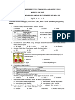 k13 Soal Pas Dan Kunci Kls 4 k13 2017-2018 Pai SMT 1